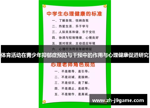 体育活动在青少年抑郁症预防与干预中的作用与心理健康促进研究
